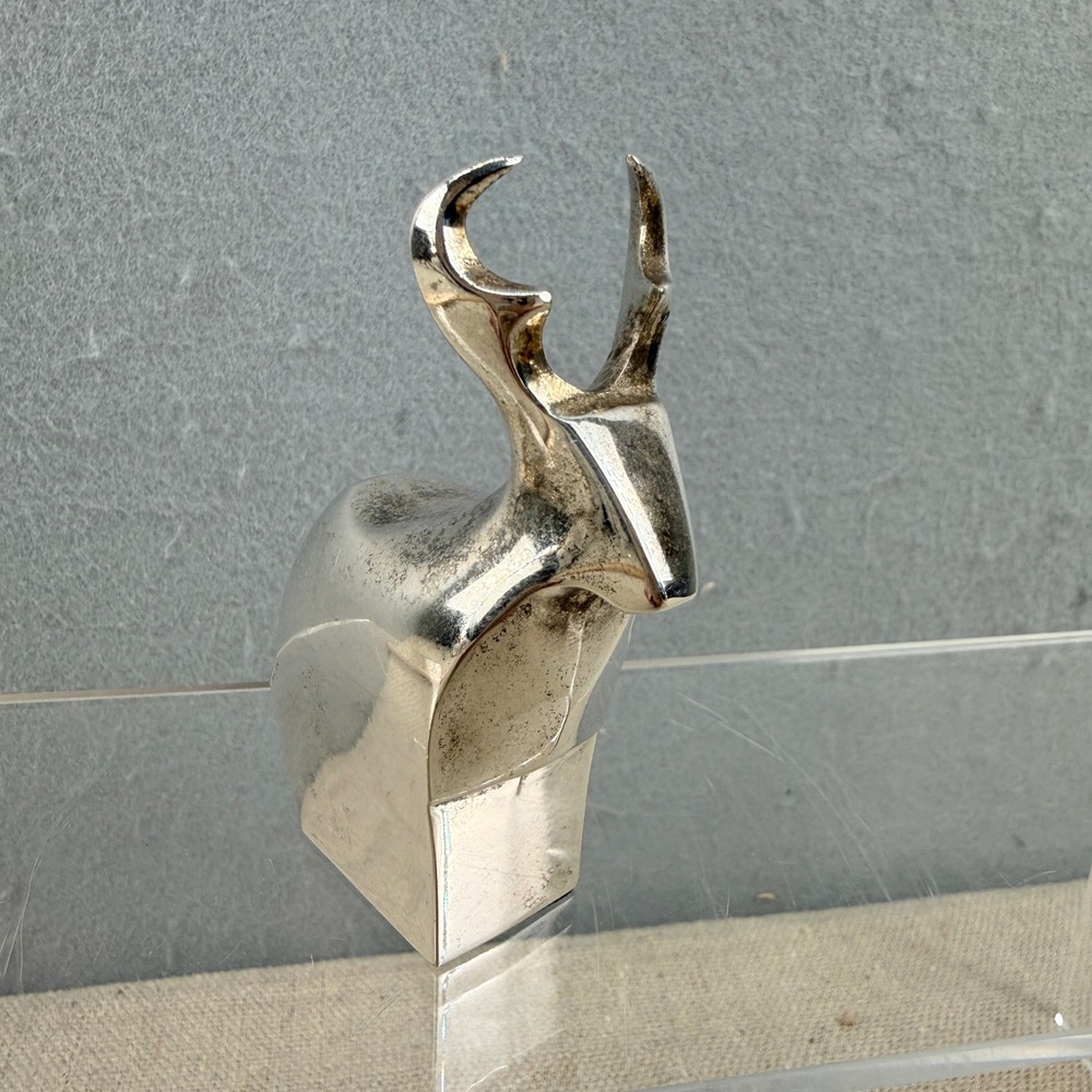 Dansk Designs Japan Silver Metal Deer Antelope Figurine Paperweight MCM